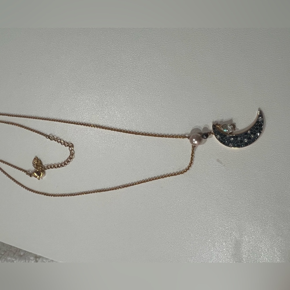 Swarovski Gold and Black Moon Necklace